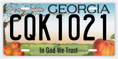 GA license plate CQK1021