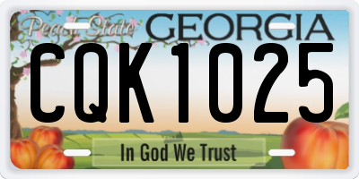 GA license plate CQK1025