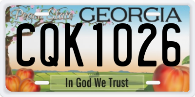 GA license plate CQK1026