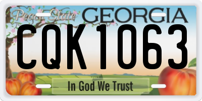 GA license plate CQK1063