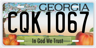 GA license plate CQK1067
