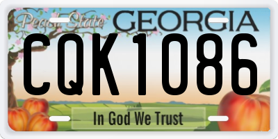 GA license plate CQK1086