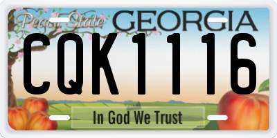 GA license plate CQK1116