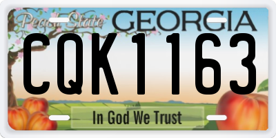 GA license plate CQK1163