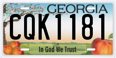 GA license plate CQK1181