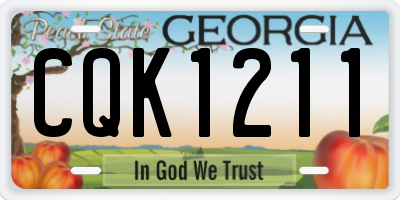GA license plate CQK1211
