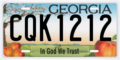 GA license plate CQK1212