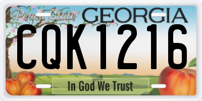 GA license plate CQK1216