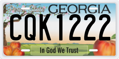 GA license plate CQK1222