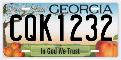 GA license plate CQK1232