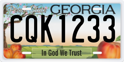 GA license plate CQK1233