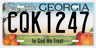 GA license plate CQK1247