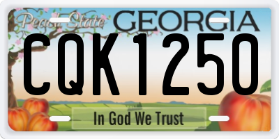 GA license plate CQK1250