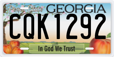 GA license plate CQK1292