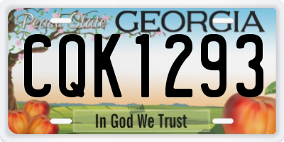 GA license plate CQK1293