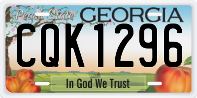 GA license plate CQK1296