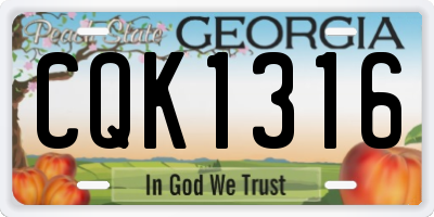 GA license plate CQK1316