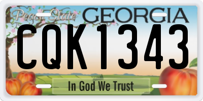 GA license plate CQK1343