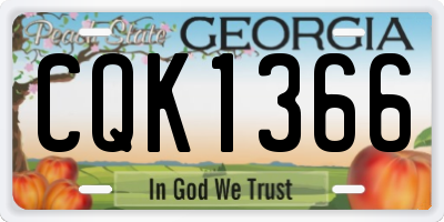 GA license plate CQK1366