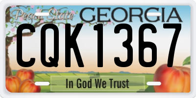 GA license plate CQK1367