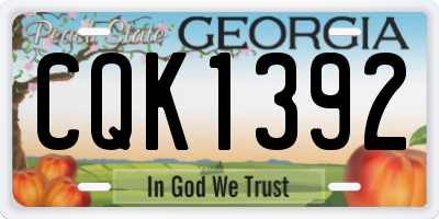 GA license plate CQK1392