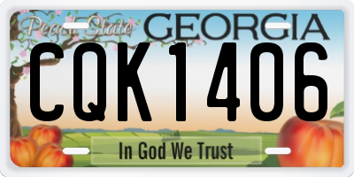 GA license plate CQK1406