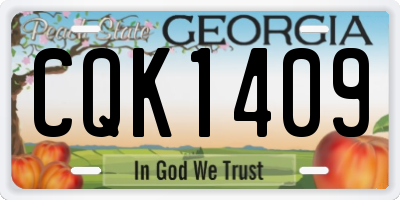 GA license plate CQK1409