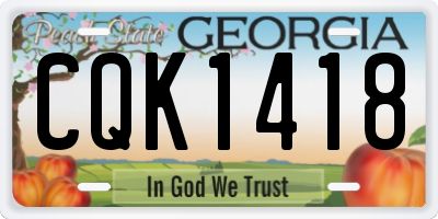 GA license plate CQK1418