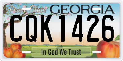 GA license plate CQK1426