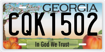 GA license plate CQK1502