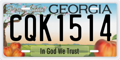 GA license plate CQK1514