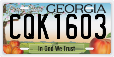 GA license plate CQK1603