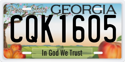 GA license plate CQK1605