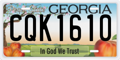 GA license plate CQK1610
