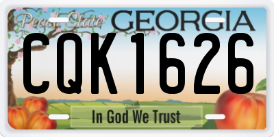 GA license plate CQK1626