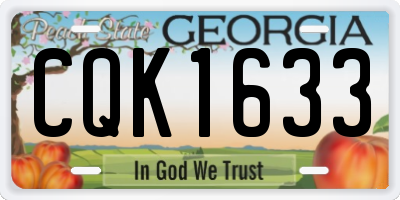 GA license plate CQK1633