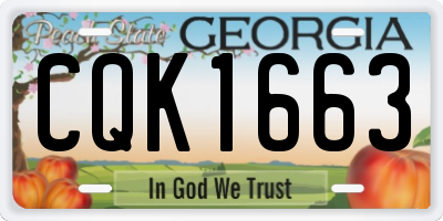 GA license plate CQK1663