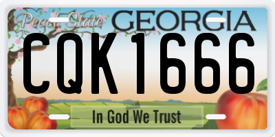 GA license plate CQK1666