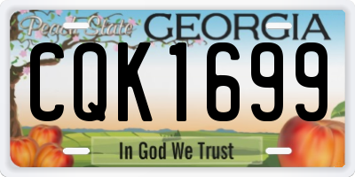 GA license plate CQK1699
