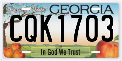 GA license plate CQK1703