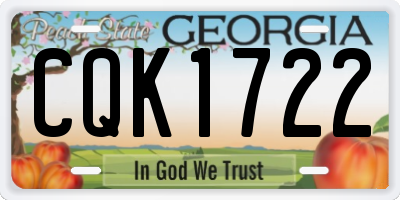GA license plate CQK1722