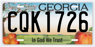 GA license plate CQK1726