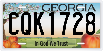 GA license plate CQK1728