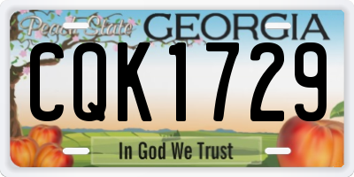 GA license plate CQK1729