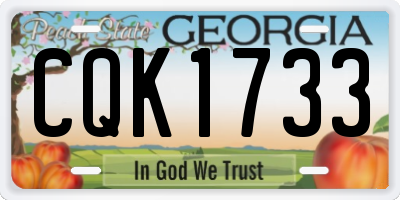 GA license plate CQK1733