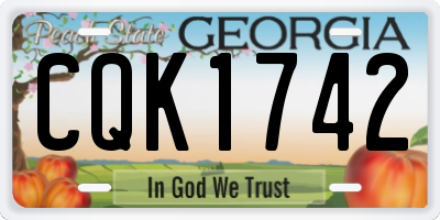 GA license plate CQK1742
