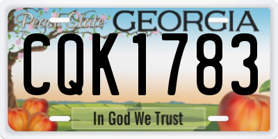 GA license plate CQK1783