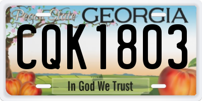 GA license plate CQK1803