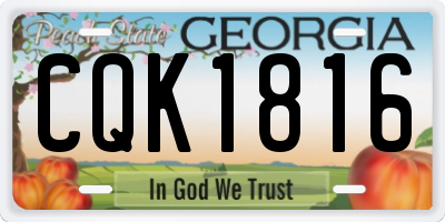 GA license plate CQK1816