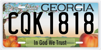 GA license plate CQK1818